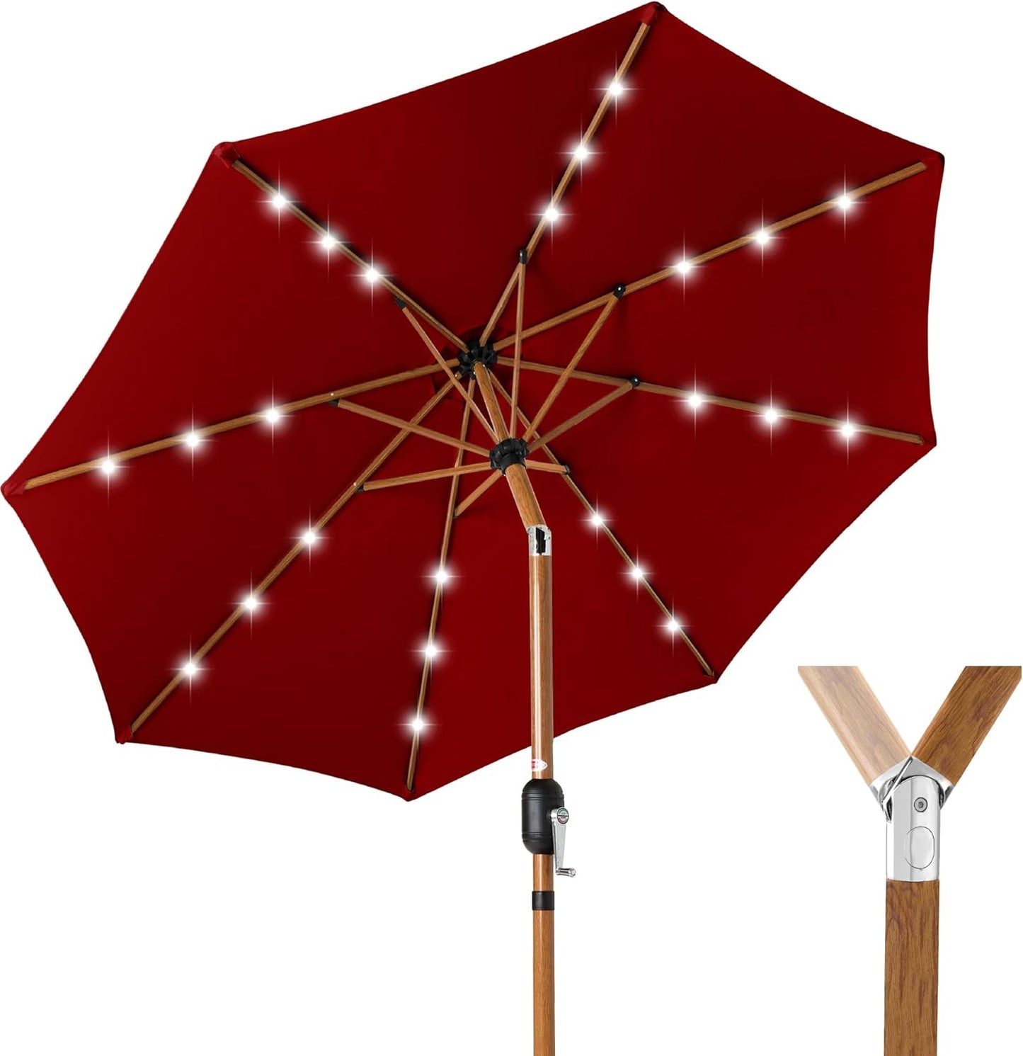 10ft Solar Market Patio Umbrella with LED Lights for Outdoors