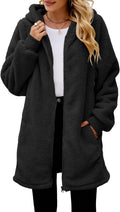 Womens Fleece Zip Up Jacket with Hood - Oversized Sherpa Teddy