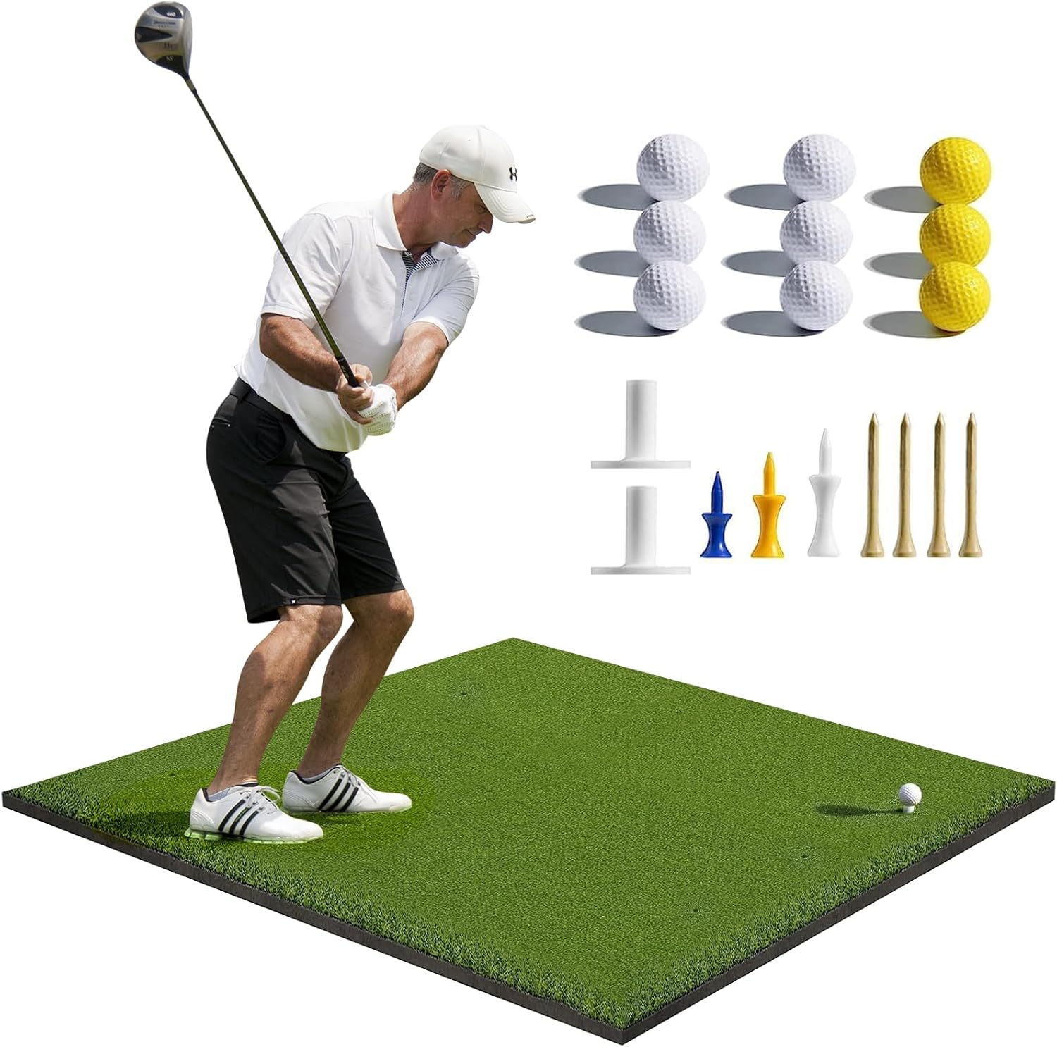 Foldable Indoor/Outdoor Golf Hitting Mat Set - Improve Your Swing!