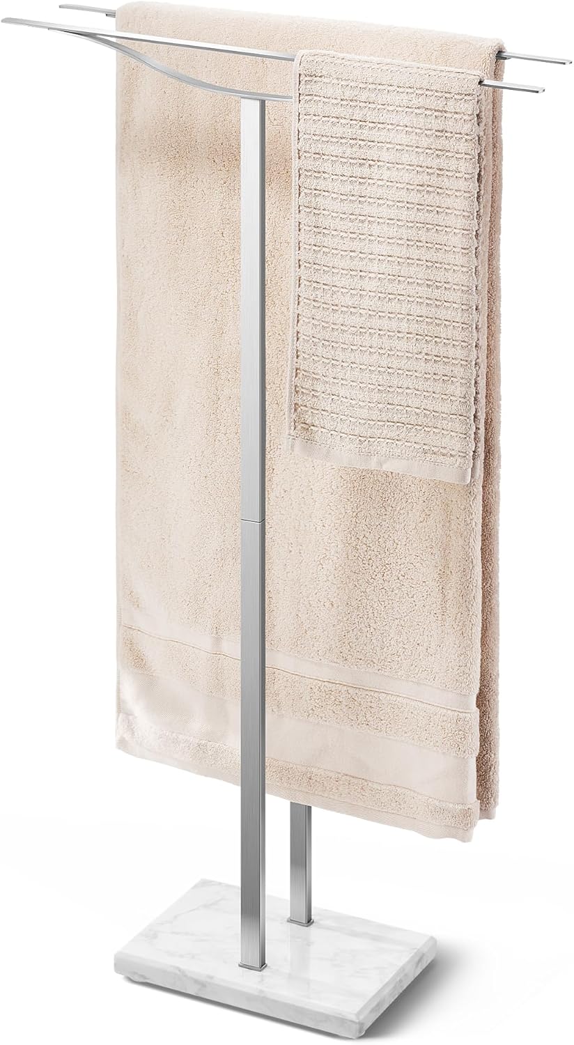 Bathroom Towel Rack Freestanding Stand with Marble Base Design