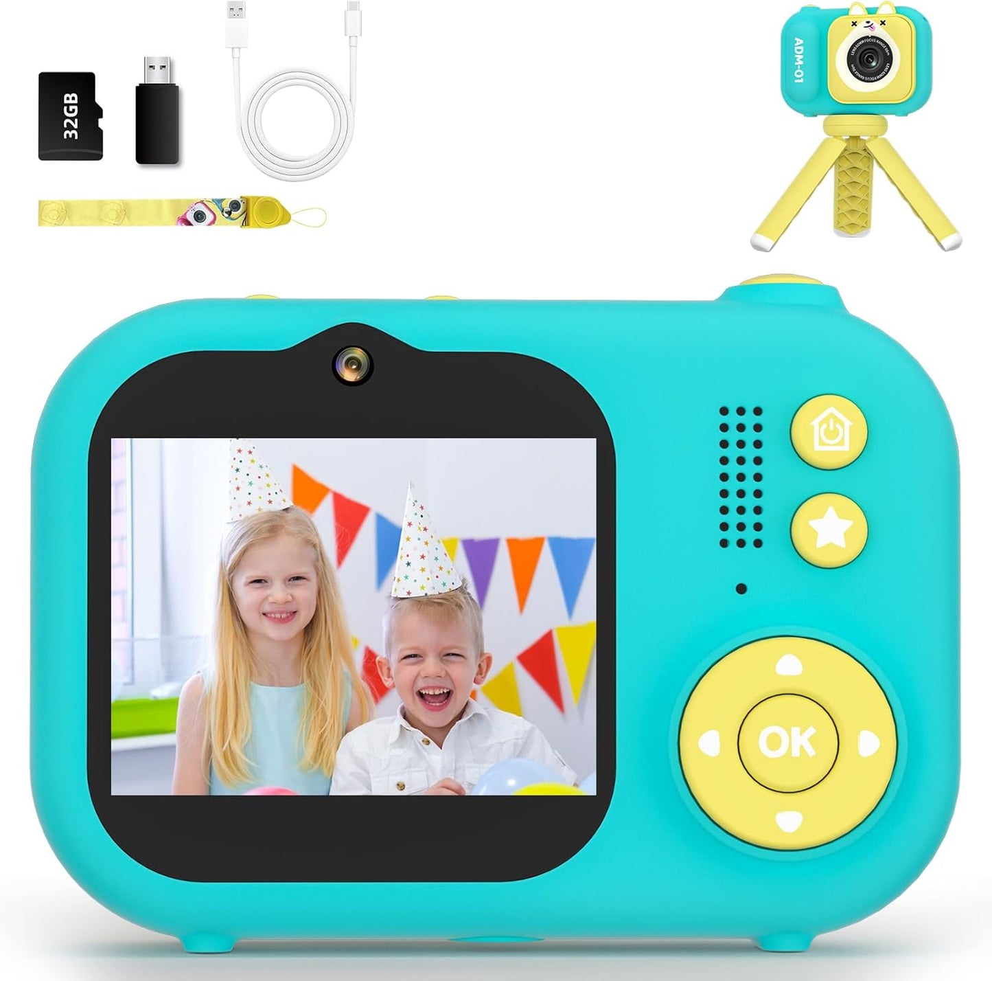 HD Kids Camera with 32GB SD Card - Perfect for Young Vloggers!