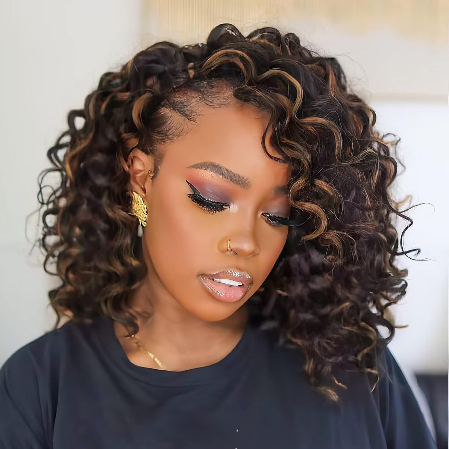 Toyotress Ocean Wave Crochet Hair - 12 Inch Brown Highlight