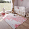 Kelarea Pink Nursery Rug 5x7 - Soft Washable Low Pile Area Rug