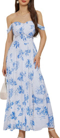 GRACE KARIN Women's Summer Floral Smocked Flowy A Line Maxi Dress