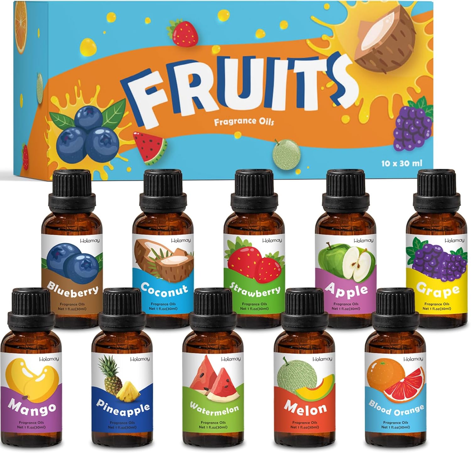 Holamay Fruit Essential Oils Set for Diffusers and Candle Making
