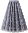 Dirholl Women's A-Line Fairy Patterned Tulle Midi Skirt