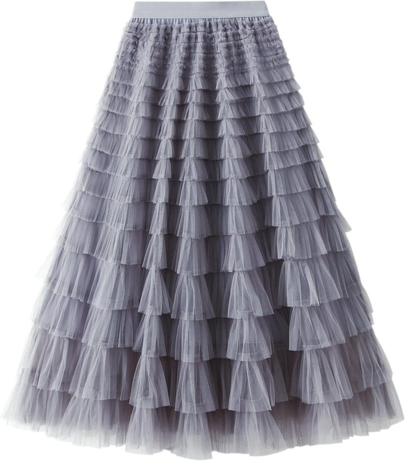 Dirholl Women's A-Line Fairy Patterned Tulle Midi Skirt