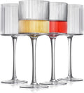 Elegant Ribbed Design Wine Glasses Set of 4 - 12.5oz