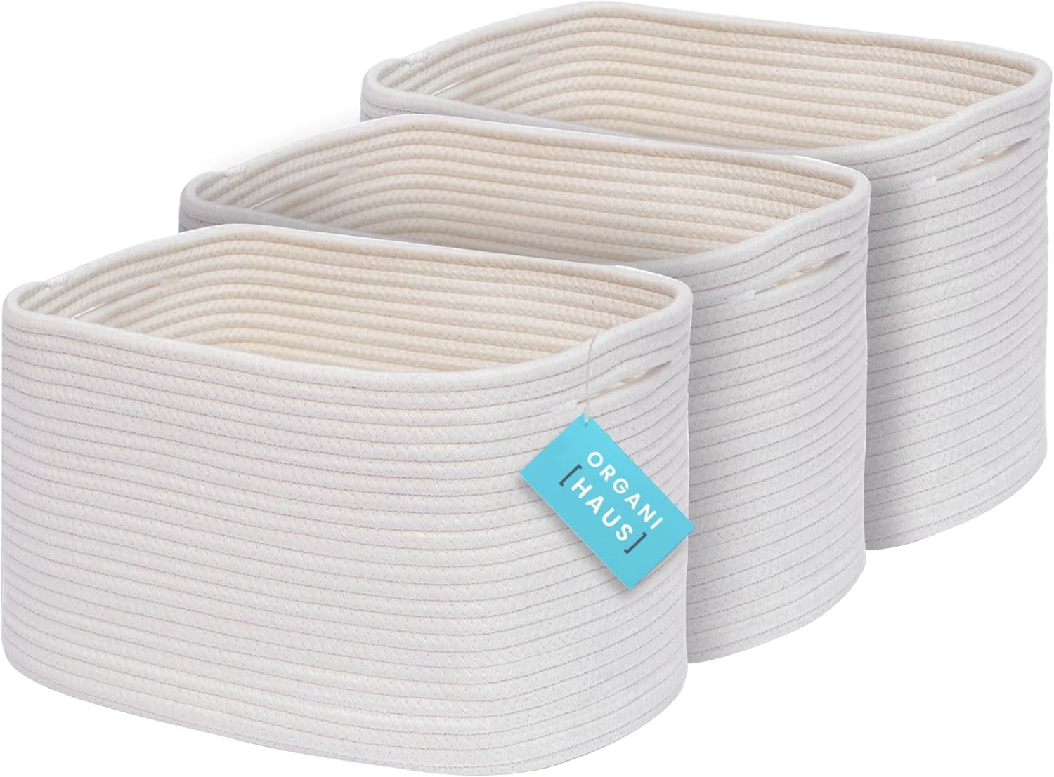 OrganiHaus Set of 3 Woven Storage Baskets for Home Organization