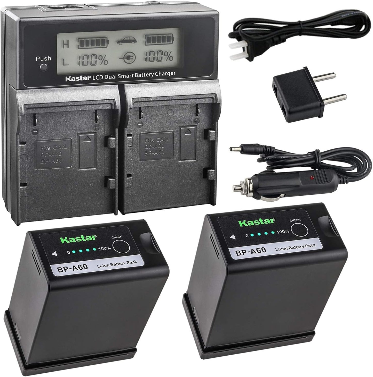 Kastar Fully Decoded Battery & LCD Fast Charger for Canon Cameras