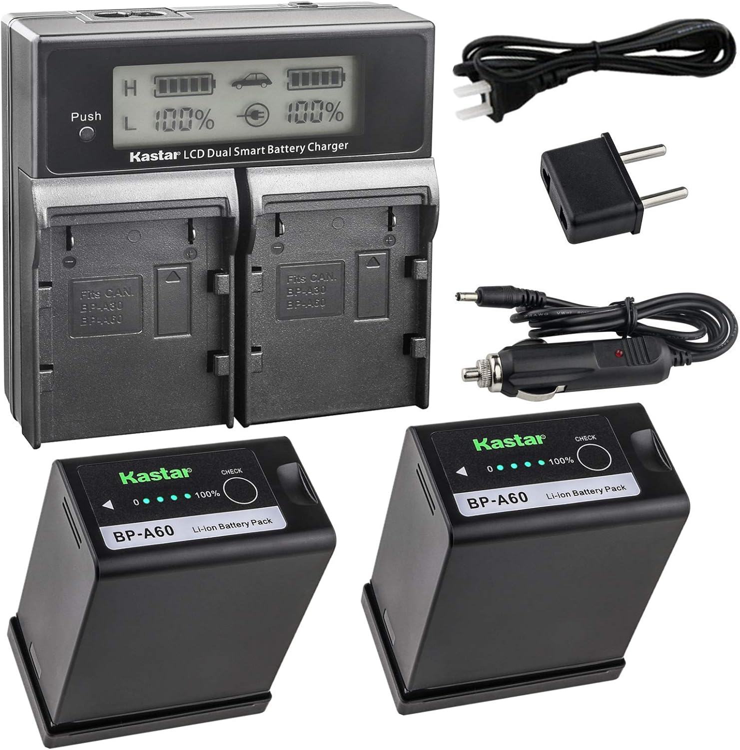 Kastar Fully Decoded Battery & LCD Fast Charger for Canon Cameras