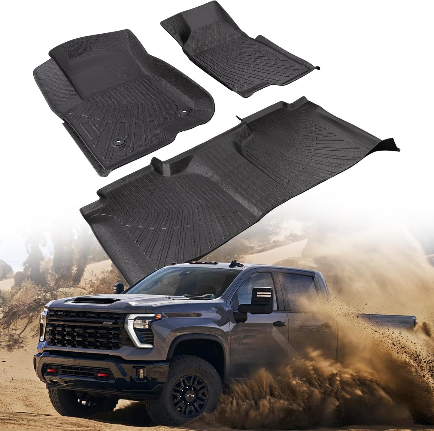 Custom Fit All Weather Floor Mats for Chevy Silverado 2019-2026