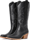 IUV Cowboy Boots For Women Mid Calf Snip Toe Boot With Chunky Heel our