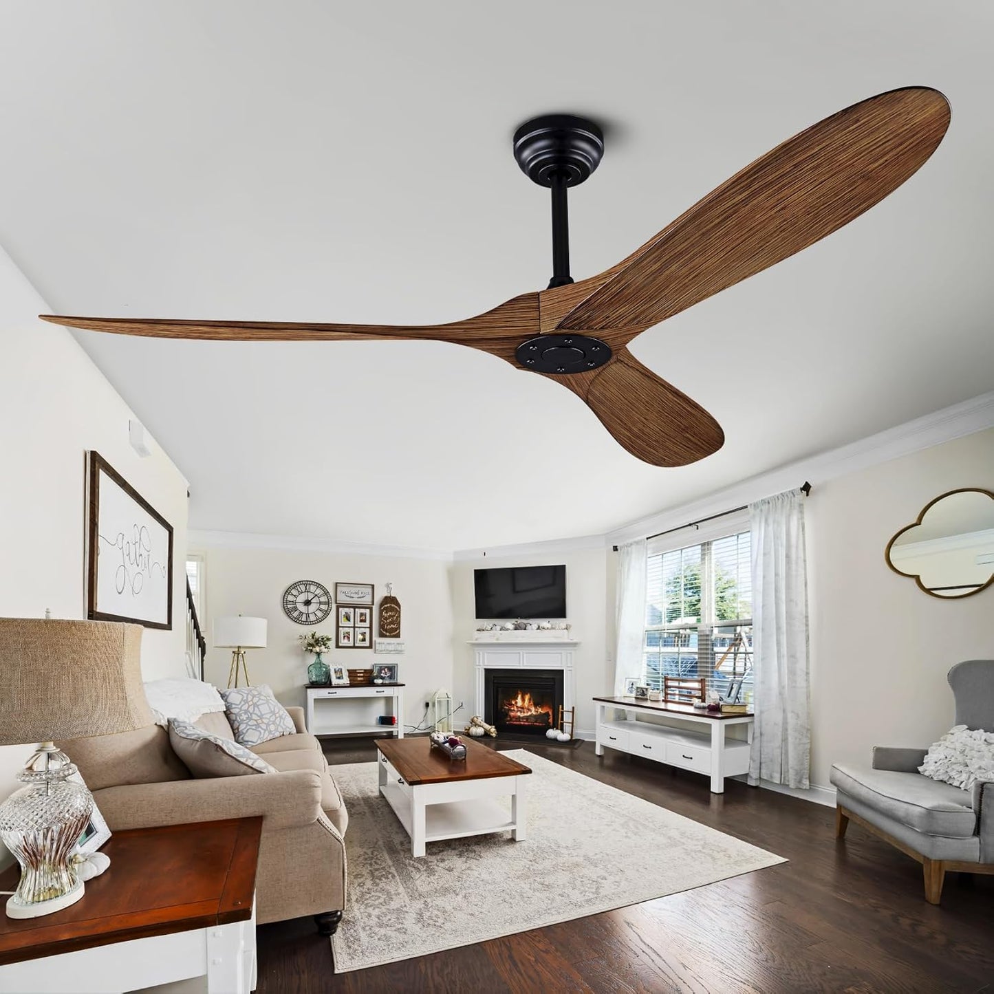 60 Inch Ceiling Fan with Remote Control for Indoor Outdoor Use