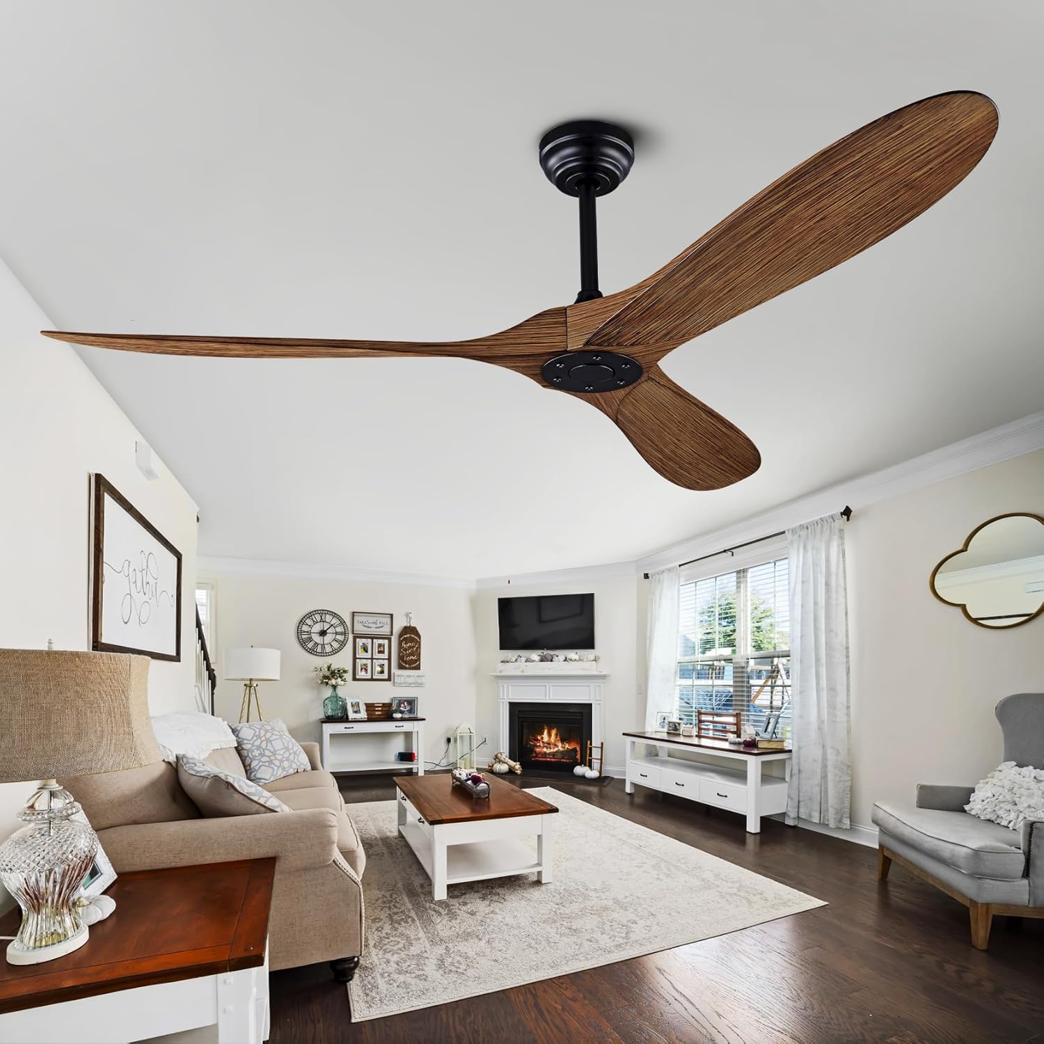 60 Inch Ceiling Fan with Remote Control for Indoor Outdoor Use