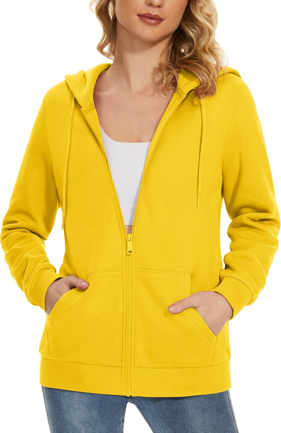 MAGCOMSEN Women's Fleece Lined Zip Up Hoodies for Comfort