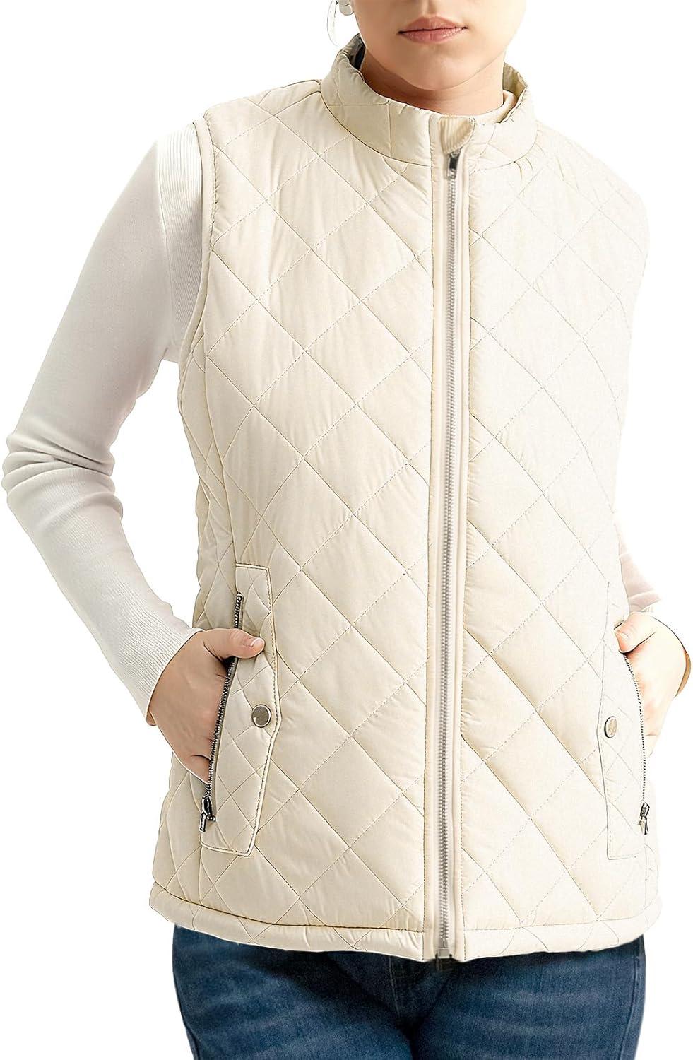 Women's Quilted Puffer Vest with Water-Resistant Fabric