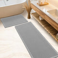 Waffle Bath Mat Set 2 Piece Light Grey - Soft Absorbent Non Slip