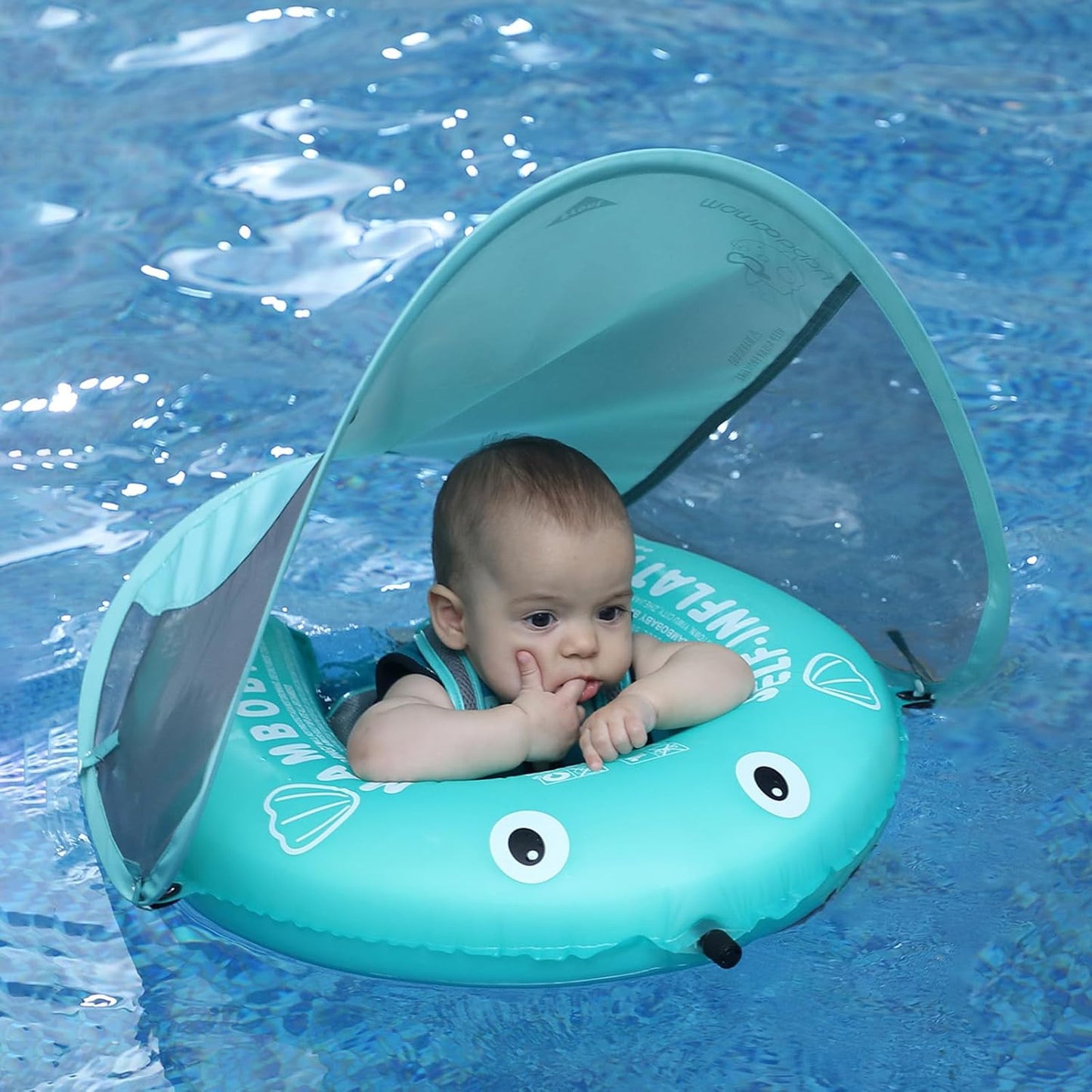 Mambobaby Float Self-Inflating Baby Pool Float with Canopy