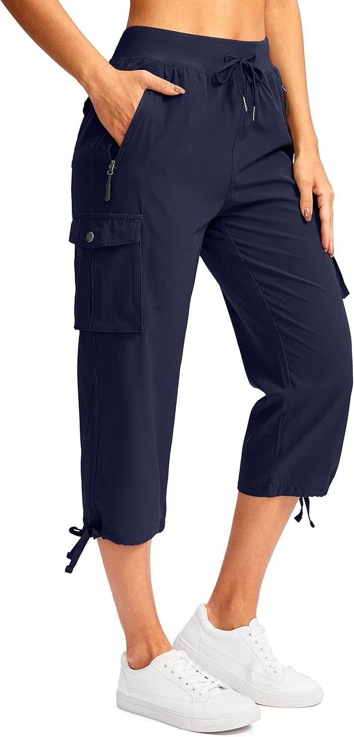 Soothfeel Women's Cargo Capris Pants for Hiking and Travel