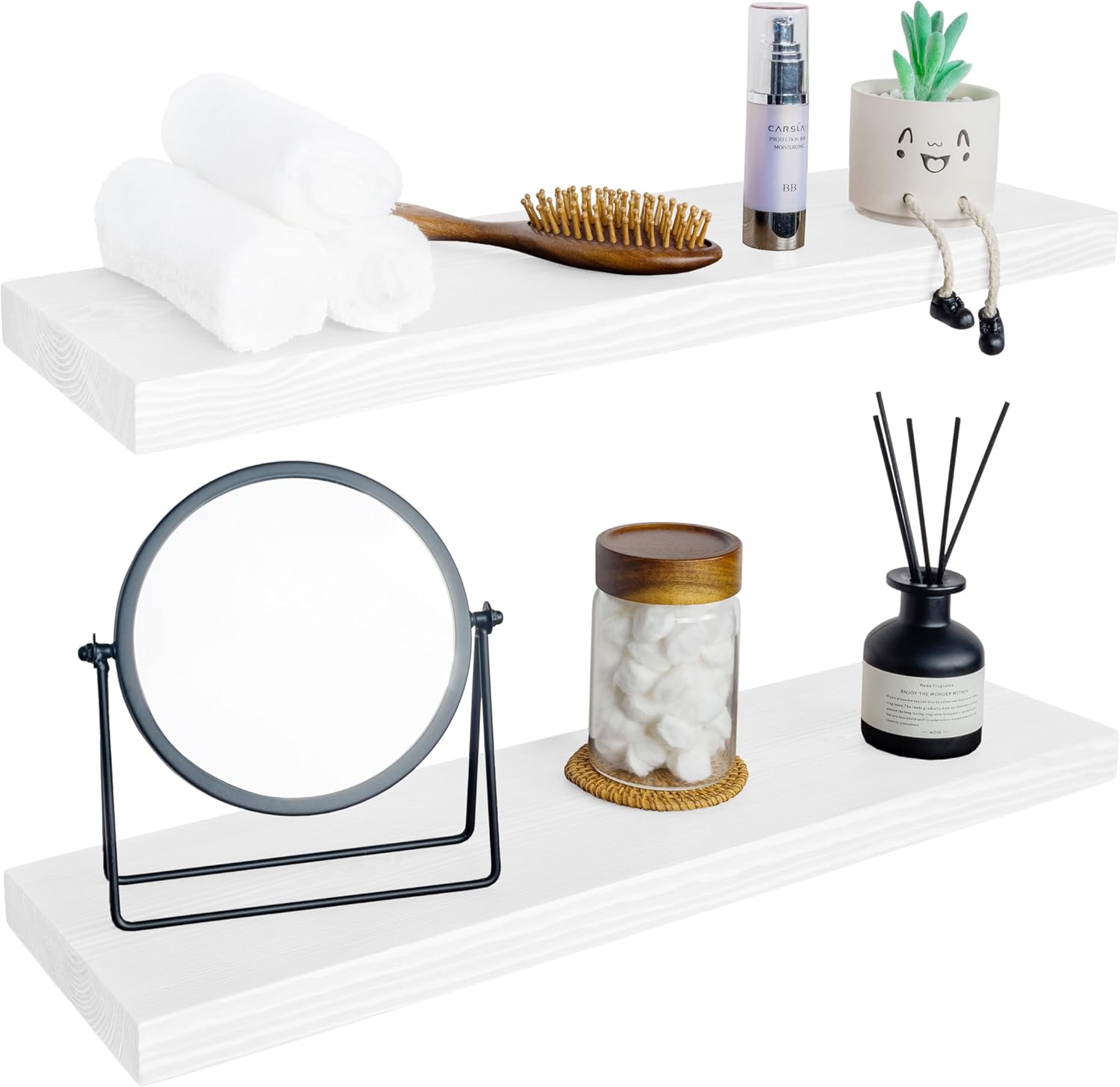 BGMG 30 inch Solid Wood Floating Shelves for Wall - Set of 2