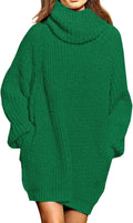 Pink Queen Women's Loose Turtleneck Oversize Sweater Dress - Cozy dry