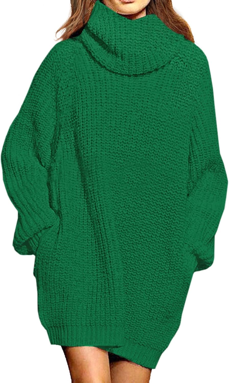 Pink Queen Women's Oversize Turtleneck Sweater Dress for All