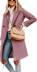 Womens Winter Wool Coat Notch Lapel Knee-Length Peacoat