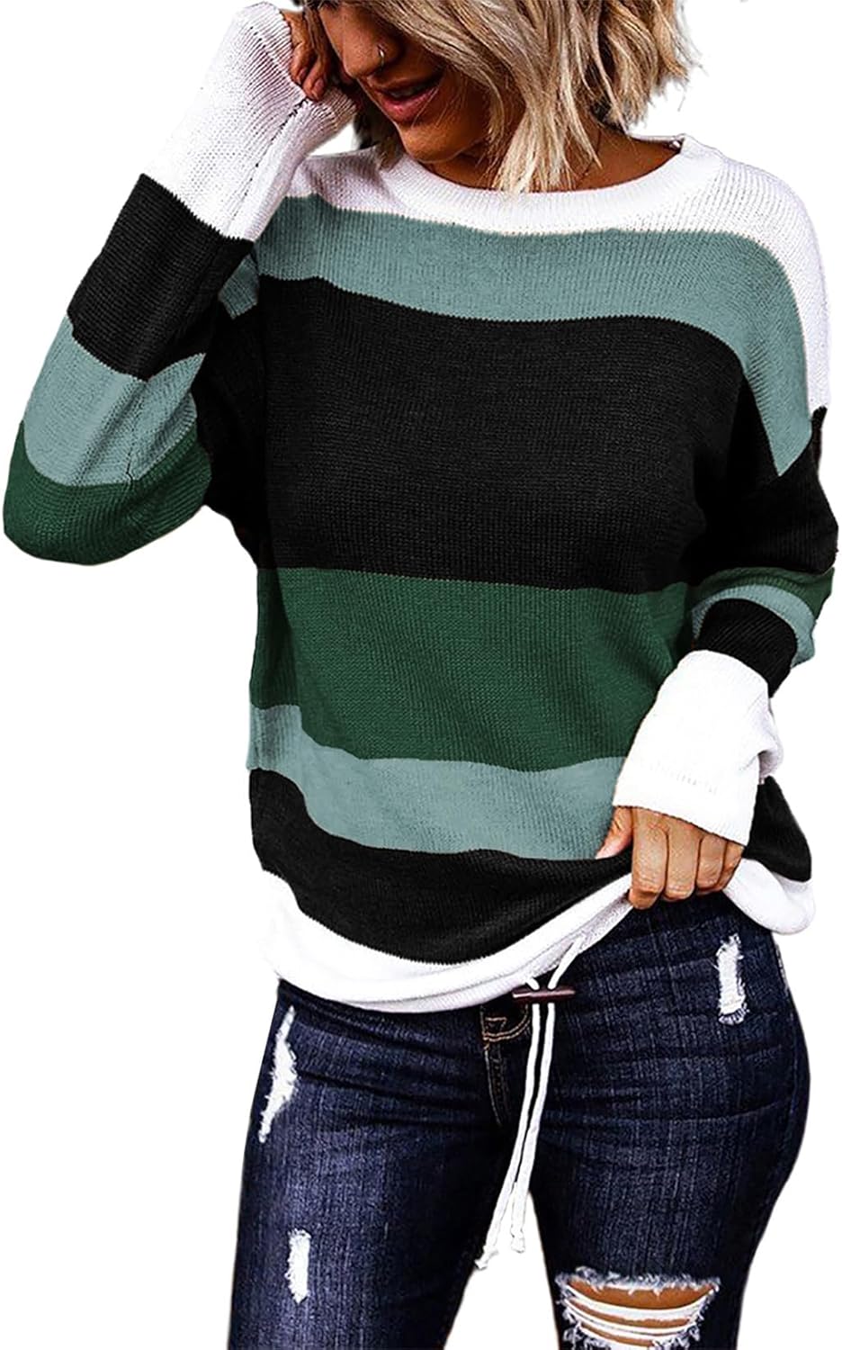 Dokotoo Womens Sweaters Striped Fall Winter Outfits 2025 Style