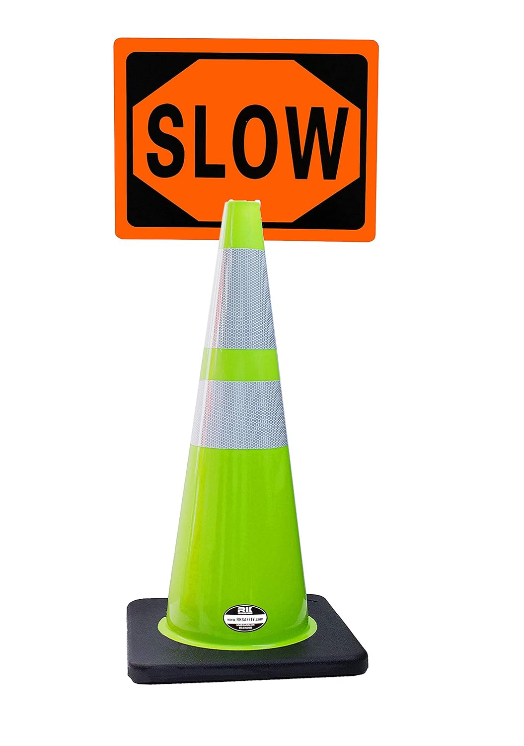 RK-Safety 28 in Lime Cone with Reflective Tape and Slow Sign
