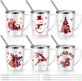 6 Pcs Christmas Coffee Mugs Set with Insulated Tumblers for Holiday