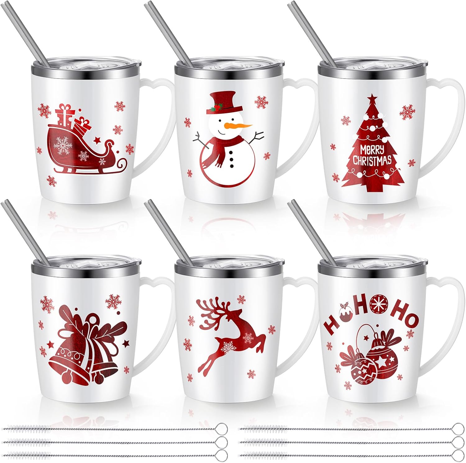 6 Pcs Christmas Coffee Mugs Set with Insulated Tumblers for Holiday