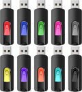 64GB USB Flash Drives 10 Pack - Retractable Multicolor Bulk USB 2.0