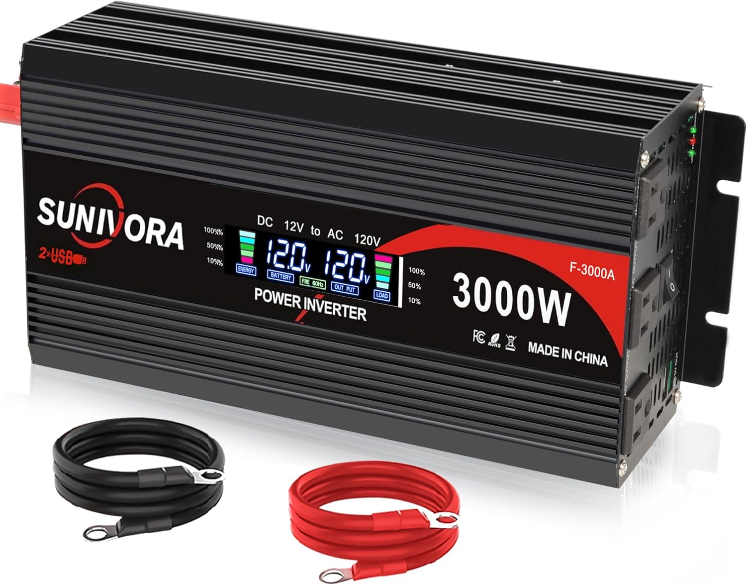 3000 Watt Inverter with LCD Display for Car and RV Use
