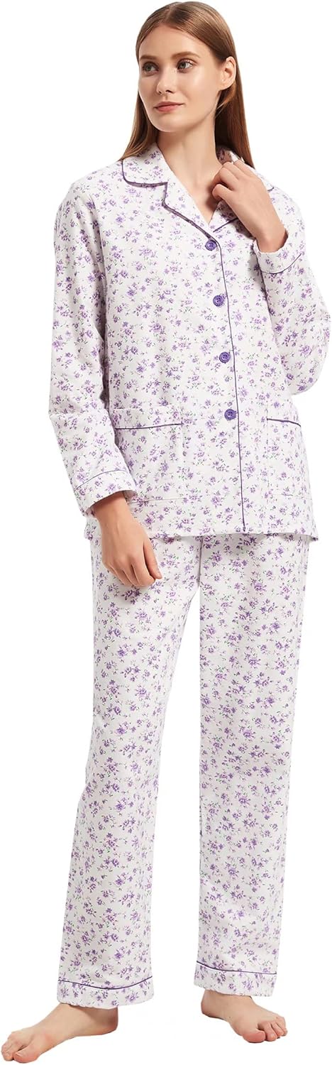 GLOBAL Women's Flannel Pajamas Set for Cozy Winter Nights