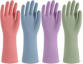 Rubber Cleaning Gloves for Dishwashing, 4 Pairs Reusable - Comfortable