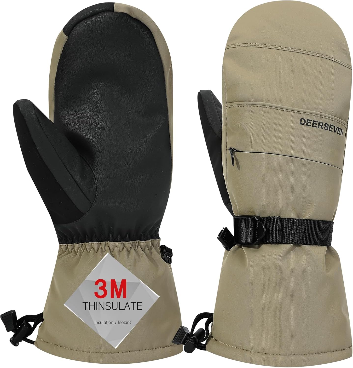 Winter Ski Mittens for Men & Women - Warm Waterproof Insulated