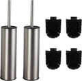 Toilet Brush and Holder 2pack - Splash-Proof Brushed Nickel Set