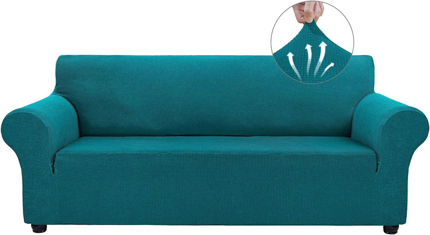 Asnomy Couch Covers for 3 Cushion Couch Slipcovers in Peacock Blue