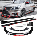 Black & Red Universal 69in - 73in Adjustable Front Bumper Lip Splitter