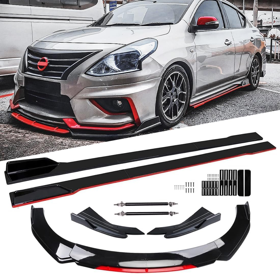 Black & Red Adjustable Car Front Bumper Lip Splitter Kit