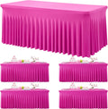 6ft Hot Pink Spandex Tablecloths for Rectangle Tables - 4pk Fitted