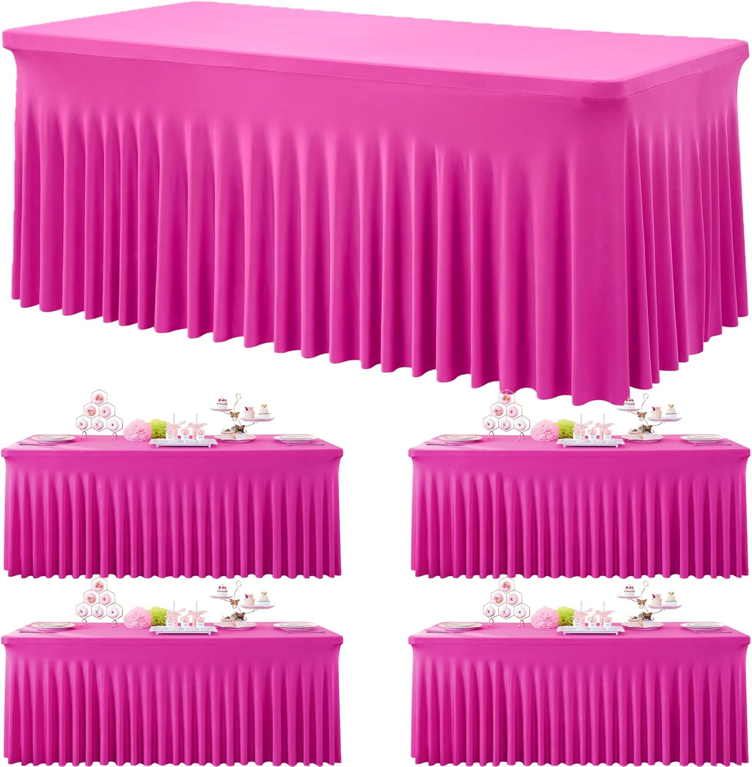 6ft Hot Pink Spandex Tablecloths for Elegant Events and Parties