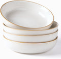 Large Ceramic Pasta Bowls 38oz Set of 4 - Wide Stoneware Bowls