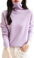 Women's 100% Merino Wool Seamless Turtleneck Sweater - Soft Clothing