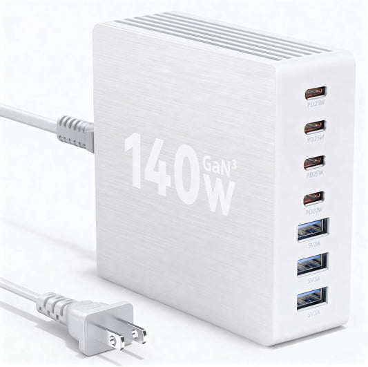 140W GaN III 7-Port USB C Charger Block for Fast Charging