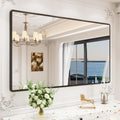 Bathroom Mirror 60x36 in Black Metal Frame Rounded Rectangle - Modern