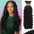 Human Braiding Hair for Boho Braids 22 in Curly Deep Wave - 3 Bundles
