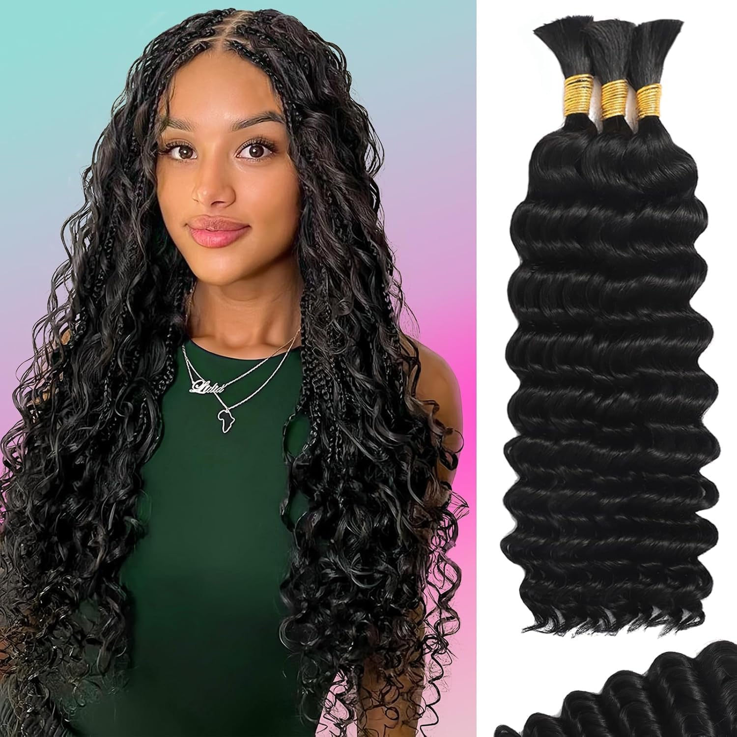 Human Braiding Hair for Boho Braids 22 Inch Curly 110g Pack