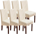 Dining Chair Covers Beige 6 Pack - Stretch Parsons Slipcovers